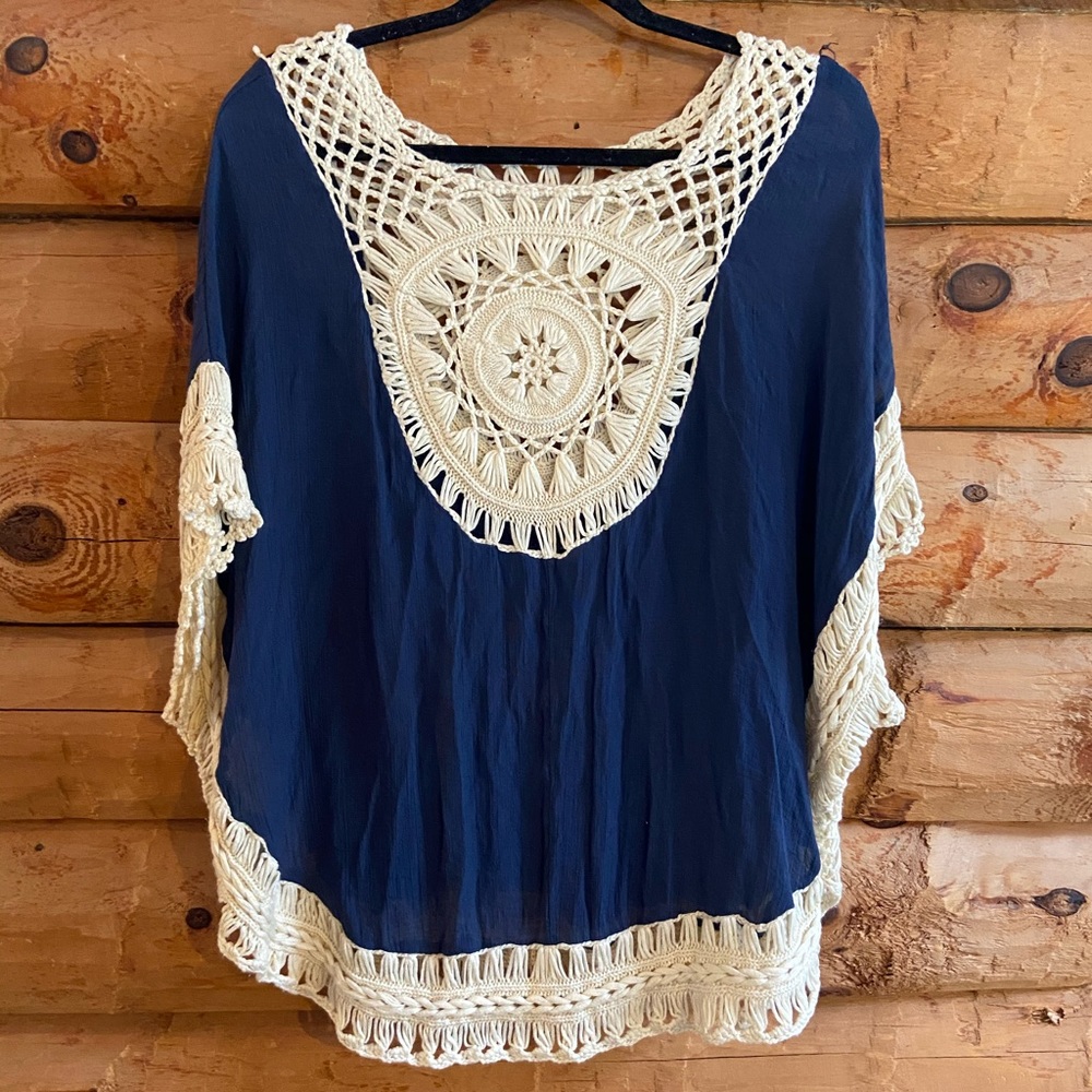 Summer blue flowy shirt